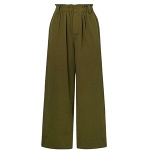 Apiece Apart Son Vida Wide-Leg Linen Organic Cotton Pants in Olive Green Large